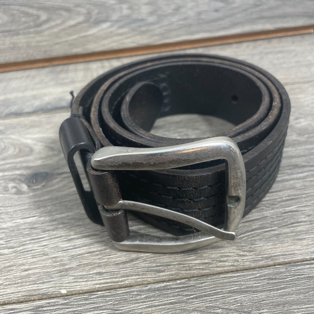 TRAFALGAR Belt Mens 36 Black Leather‎ Heavy Buckle Dress Formal Wedding Career